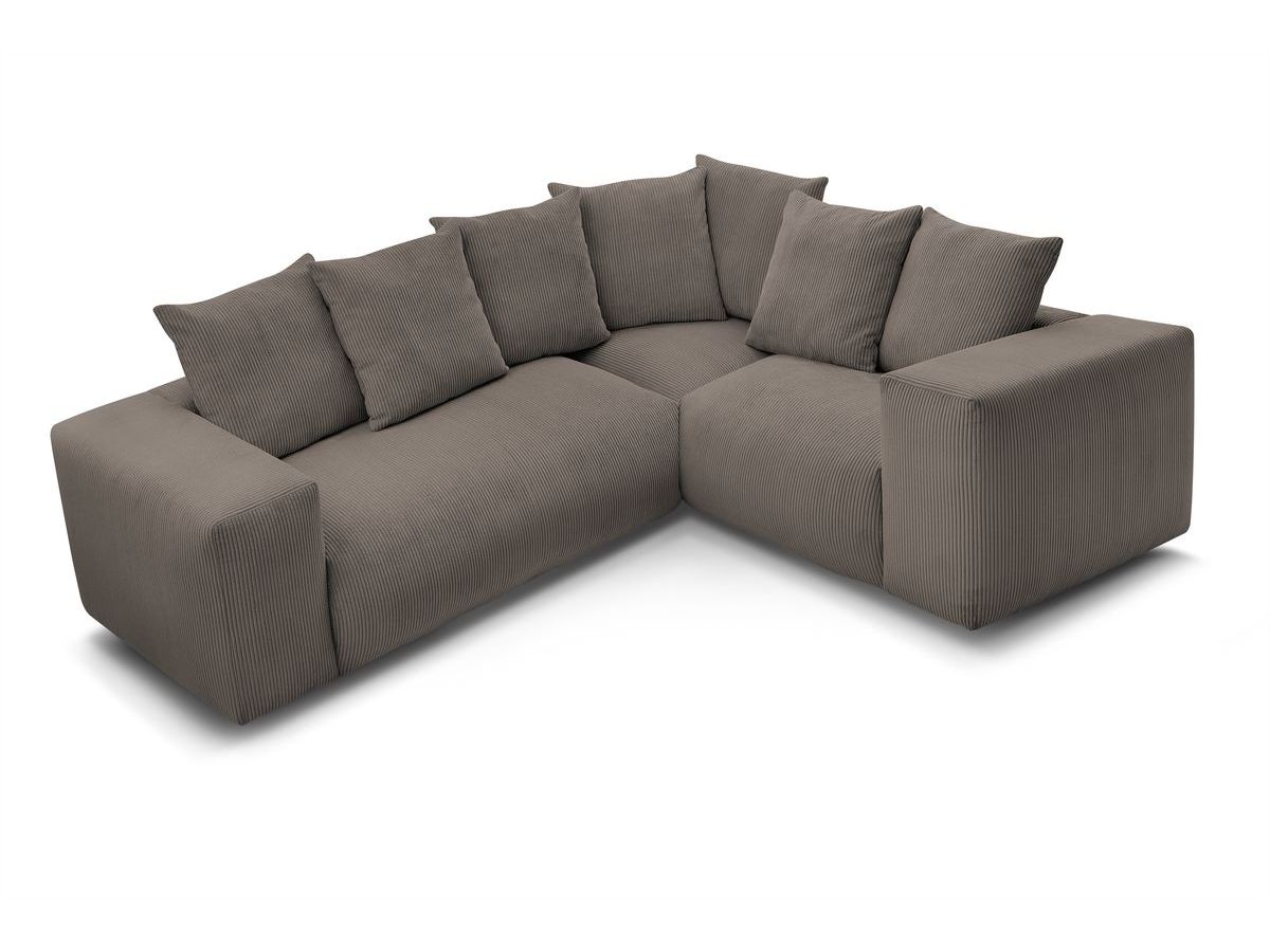 Bobochic Voltaire Ecksofa 268 × 214 cm Cordsamt Taupe Ecke rechts