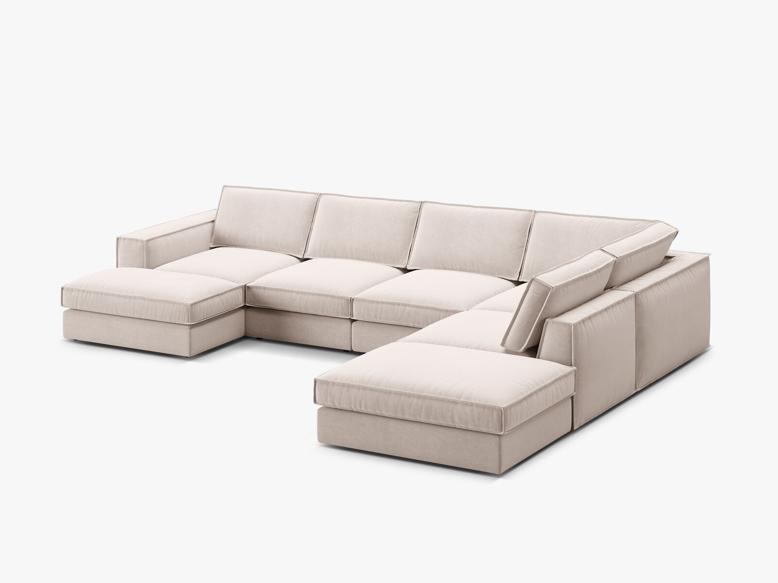 Micadoni modulares Panorama Ecksofa Pola 5-Sitzer Rechts Samt Salvador Beige