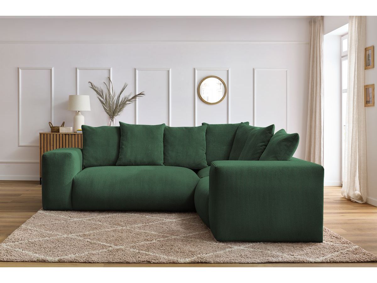 Bobochic Voltaire Ecksofa 268 × 214 cm Cordsamt Grün Ecke rechts