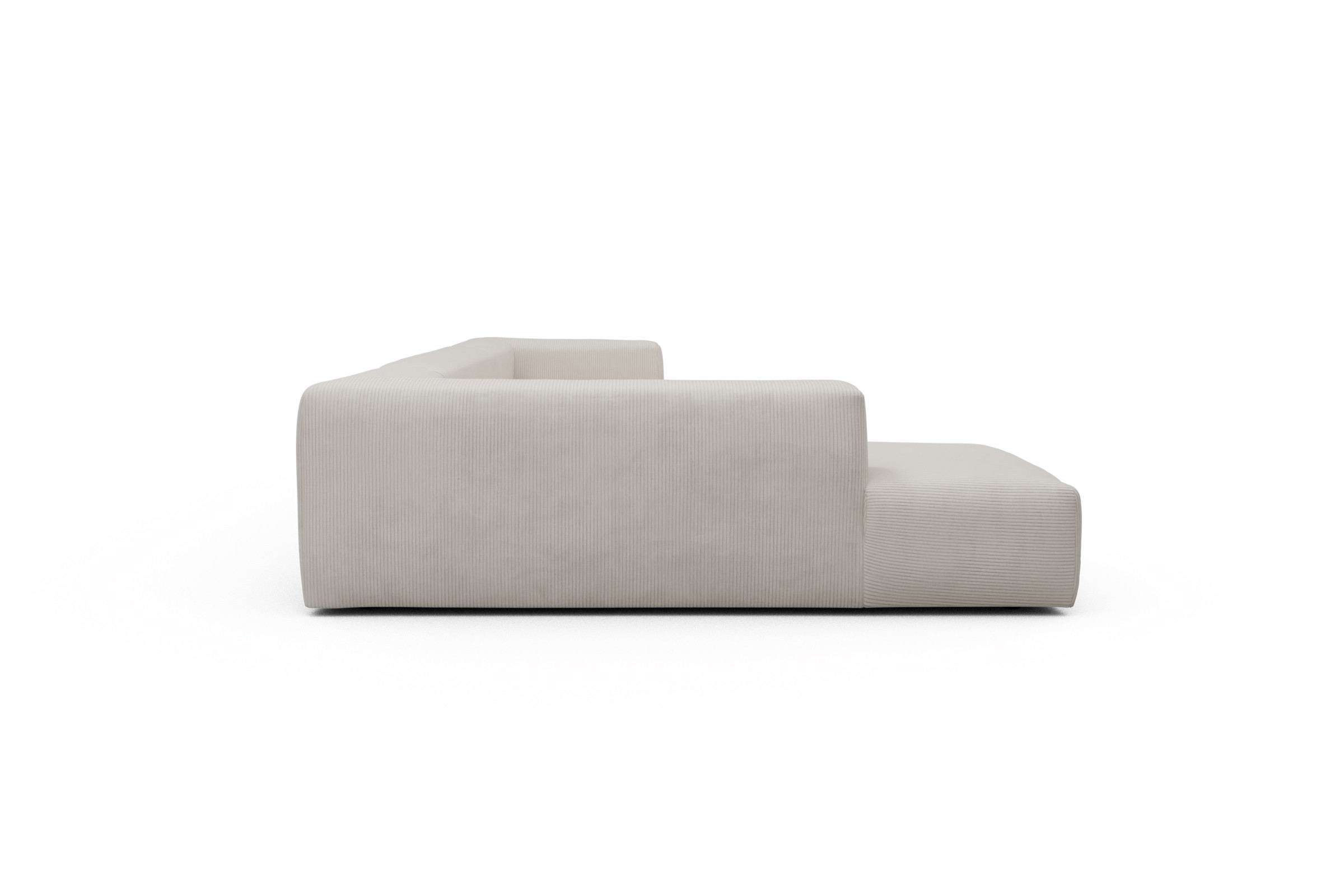 Wohnlandschaft Fred Relax-Ecke links mit 2-Sitzer und Chaiselongue rechts Kord Corduroy 594-Ivory