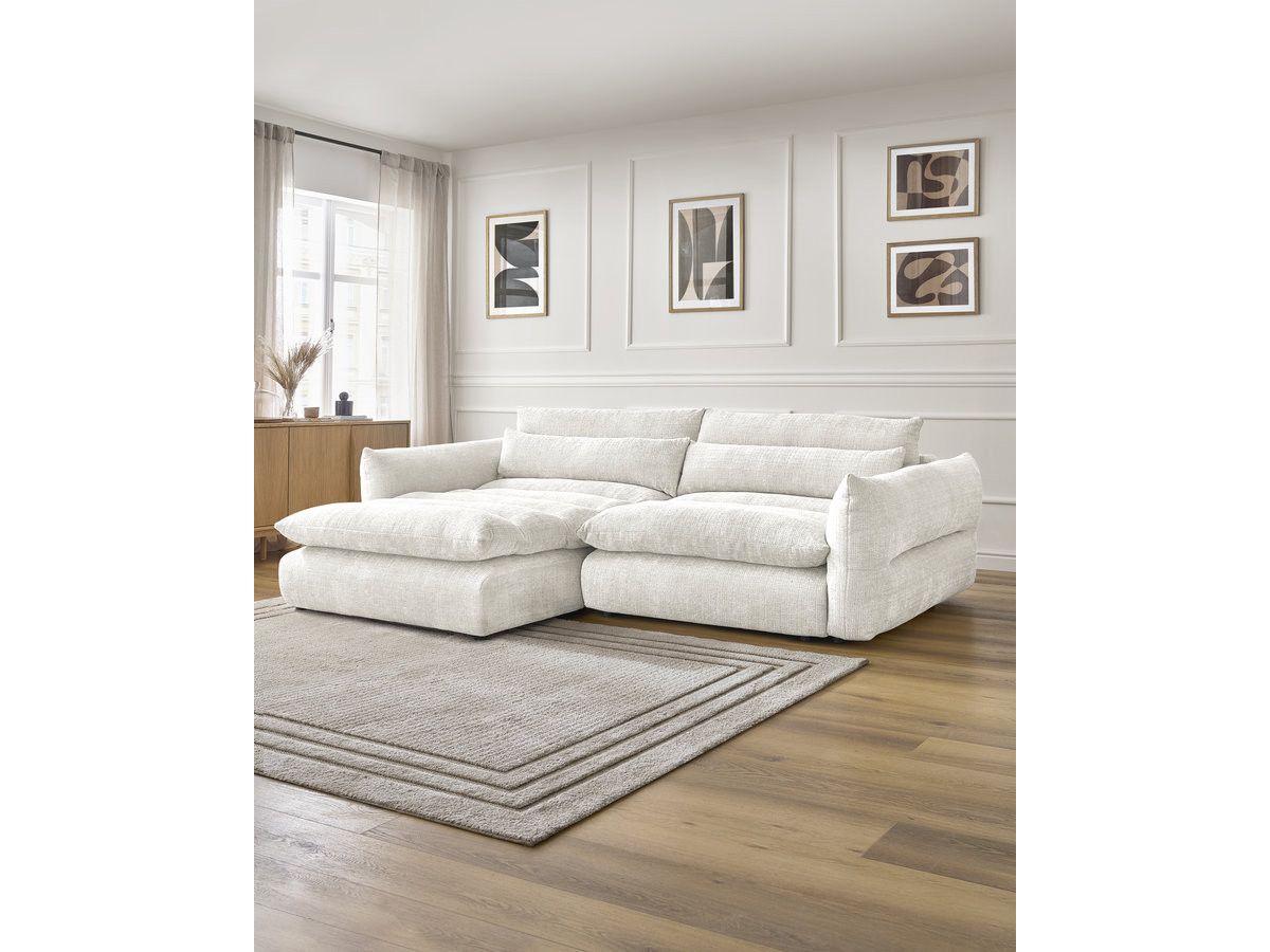 Bobochic Neil Ecksofa Strukturstoff Weiß Ecke links