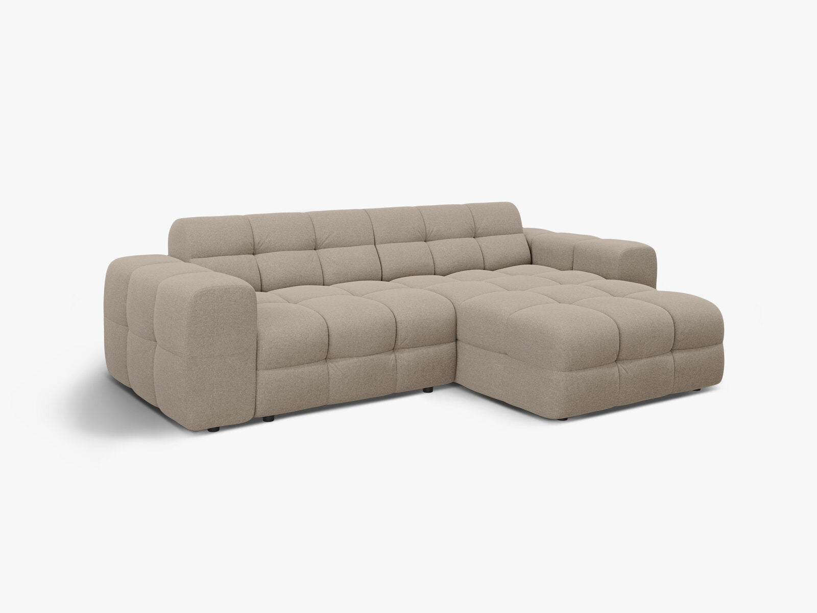 Micadoni Ecksofa Kendal 4-Sitzer Rechts Strukturierter Stoff Dunkelbeige