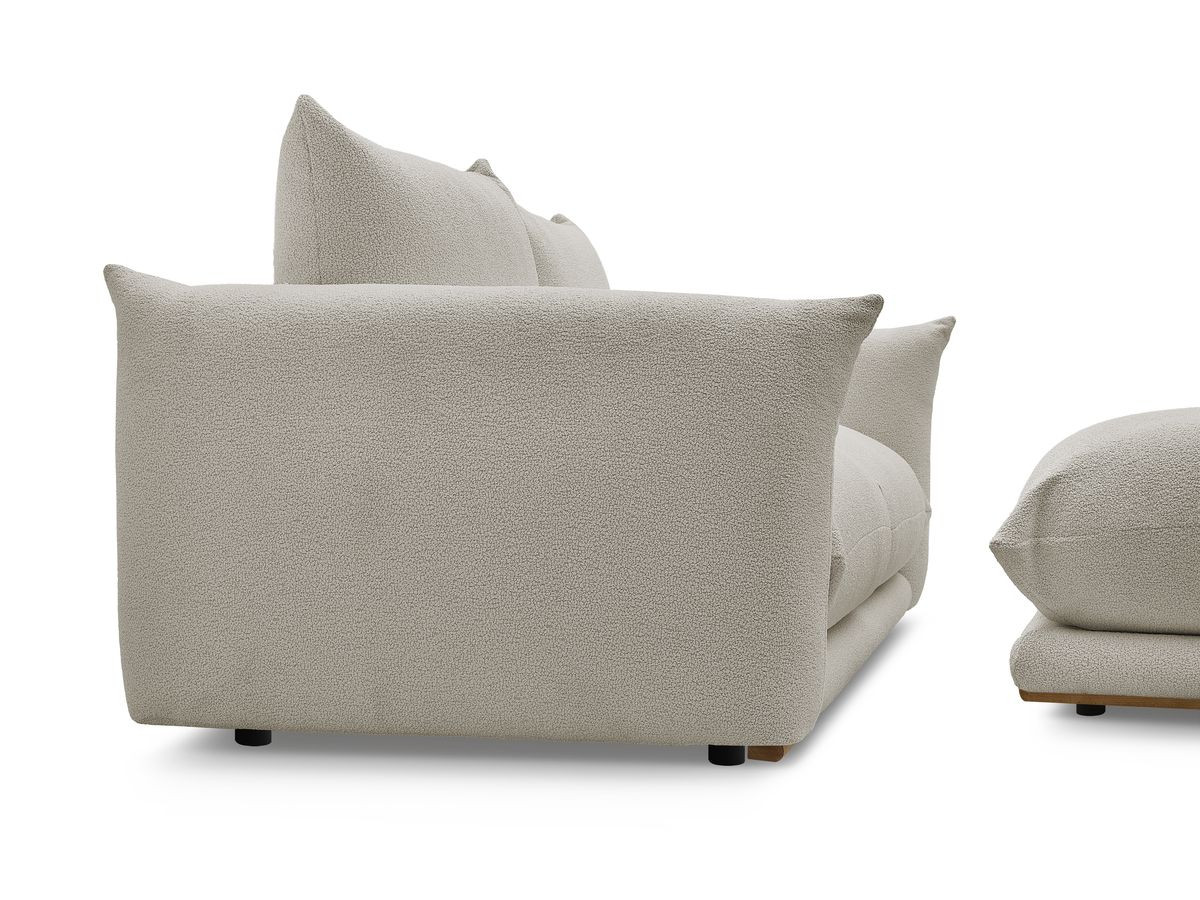 Bobochic Ernest Sofa 3-Sitzer mit Pouf 193 × 106 cm Bouclé-Stoff Taupe