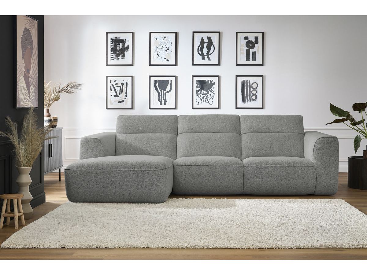Bobochic William Ecksofa Melange-Stoff Hellgrau Ecke links