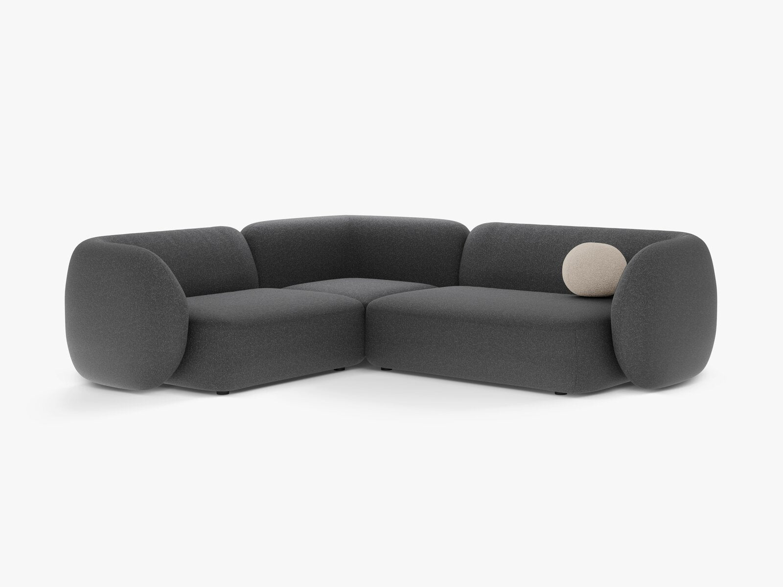 Micadoni Ecksofa Kate 4-Sitzer Links Strukturierter Stoff Dunkelgrau Melange