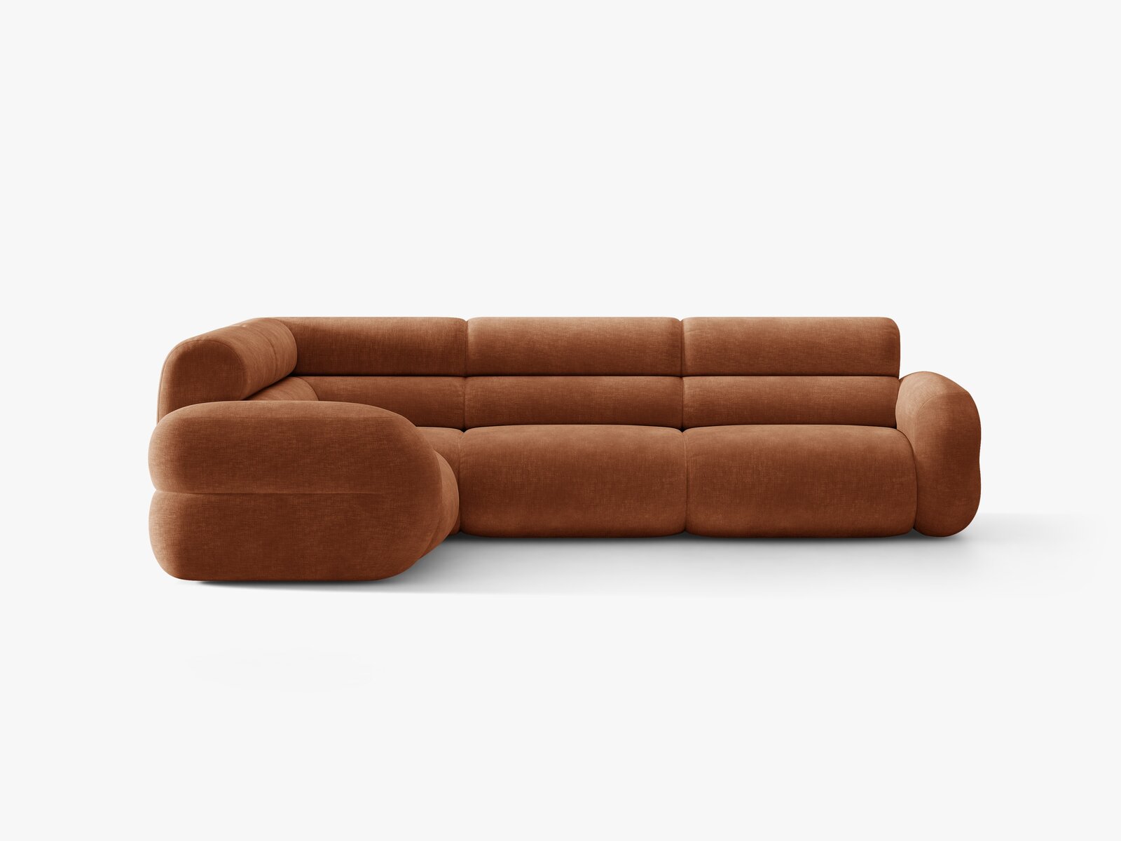 Micadoni Neo Ecksofa 5-Sitzer Rechts Chenille Golden Terrakotta