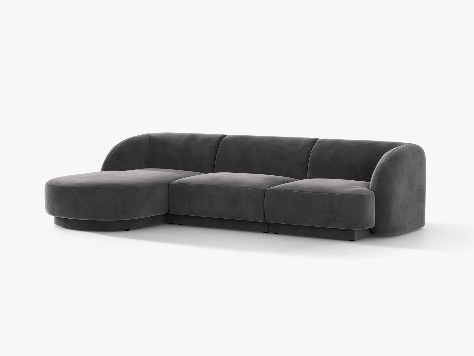 Micadoni Ecksofa Miley 4-Sitzer Links Samt Bluvel Grau