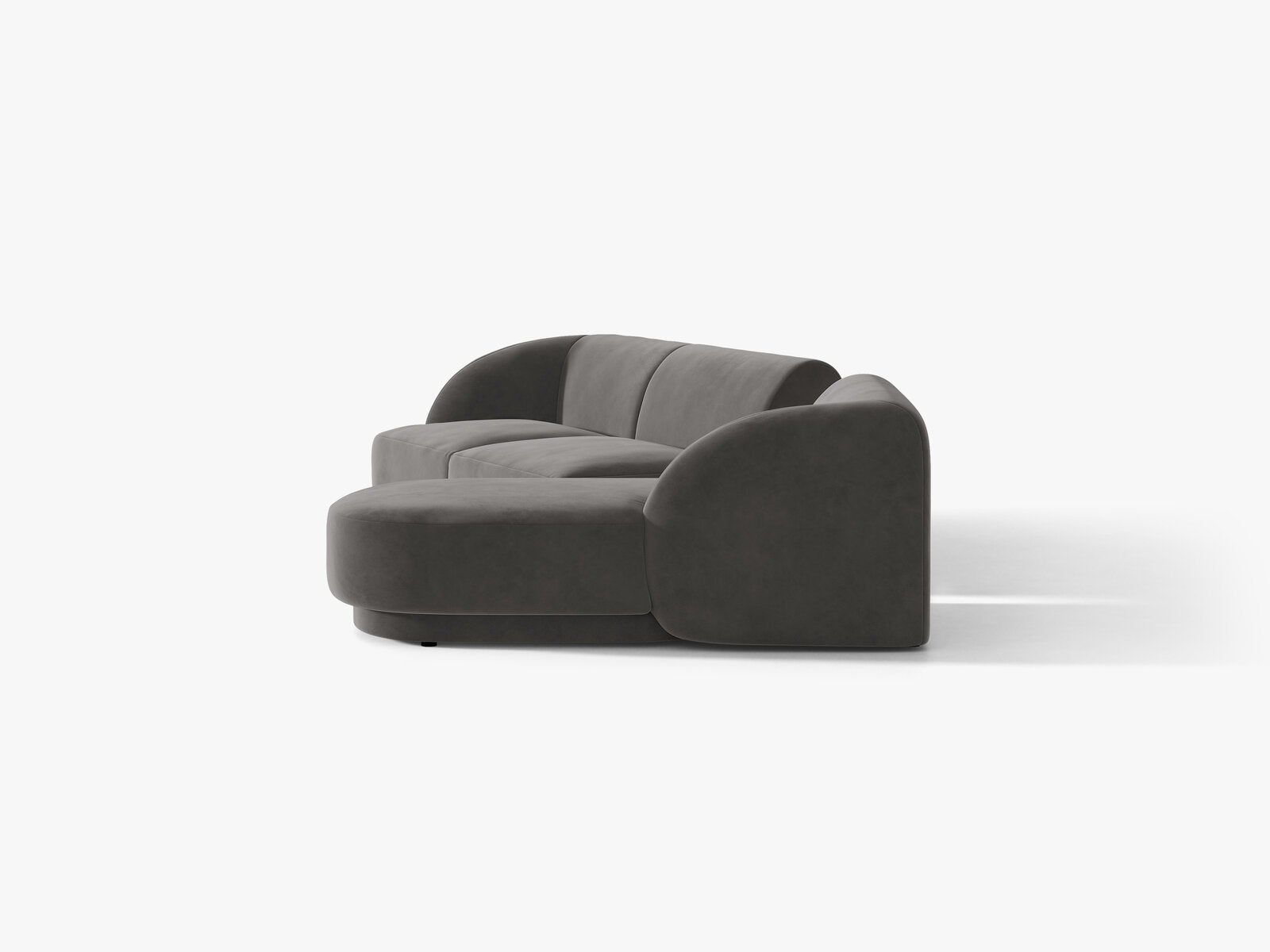 Micadoni Modulares Sofa Miley mit Recamiere 3-Sitzer Rechts Samt Venus Grau