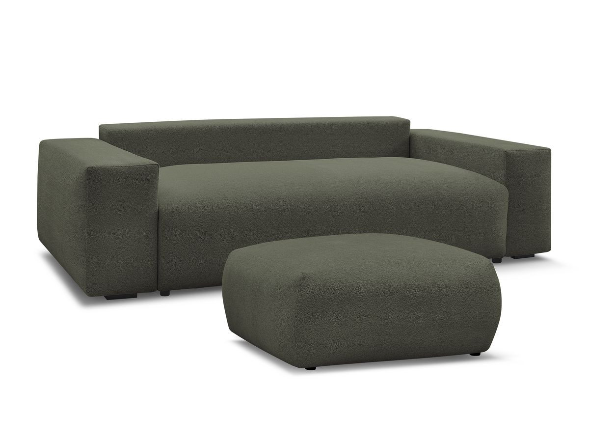 Bobochic Voltaire Sofa 4-Sitzer mit Pouf 280 × 124 cm Melange-Stoff Grün