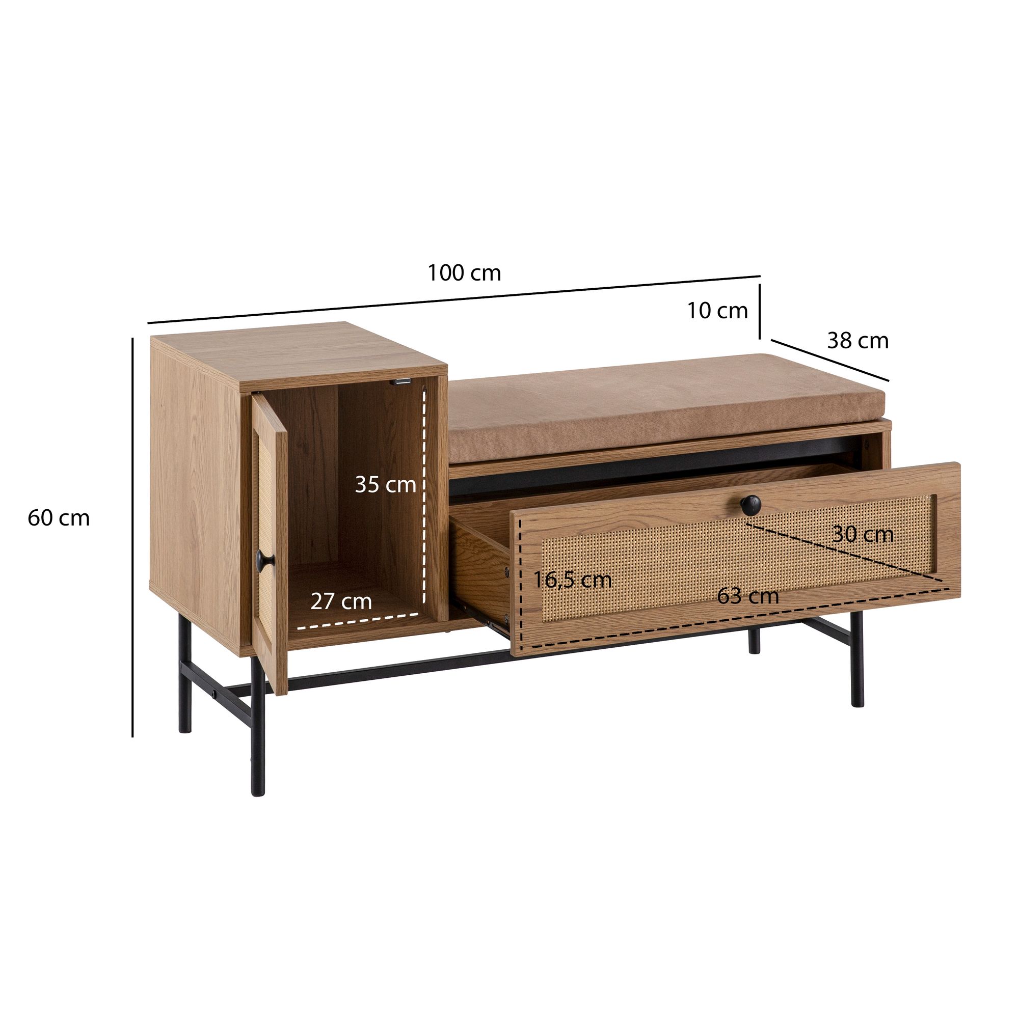 Schuhbank Fiskum Braun 100 × 38 × 60 cm