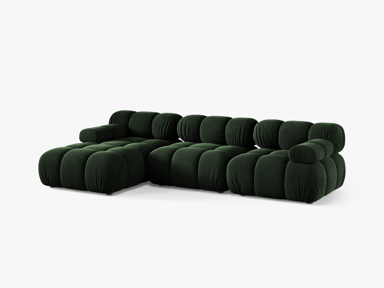 Micadoni Modulares Ecksofa Bellis 4-Sitzer Links Samt Venus Flaschengrün