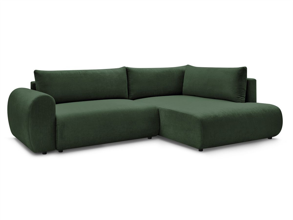 Bobochic Lucien Ecksofa mit Schlaffunktion und Bettkasten 296 × 198 cm Stoff Grün Ecke rechts