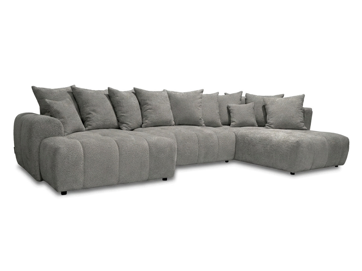 Bobochic Roxelane Wohnlandschaft Bouclé-Stoff Dunkelgrau Ecke rechts