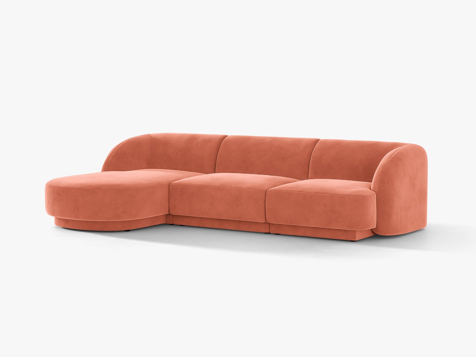 Micadoni Ecksofa Miley 4-Sitzer Links Samt Venus Koralle