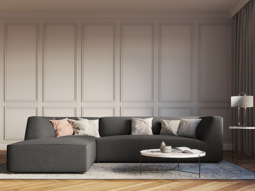Cosmopolitan Design Ecksofa Siena 4-Sitzer Kord Scala Dunkelgrau Links