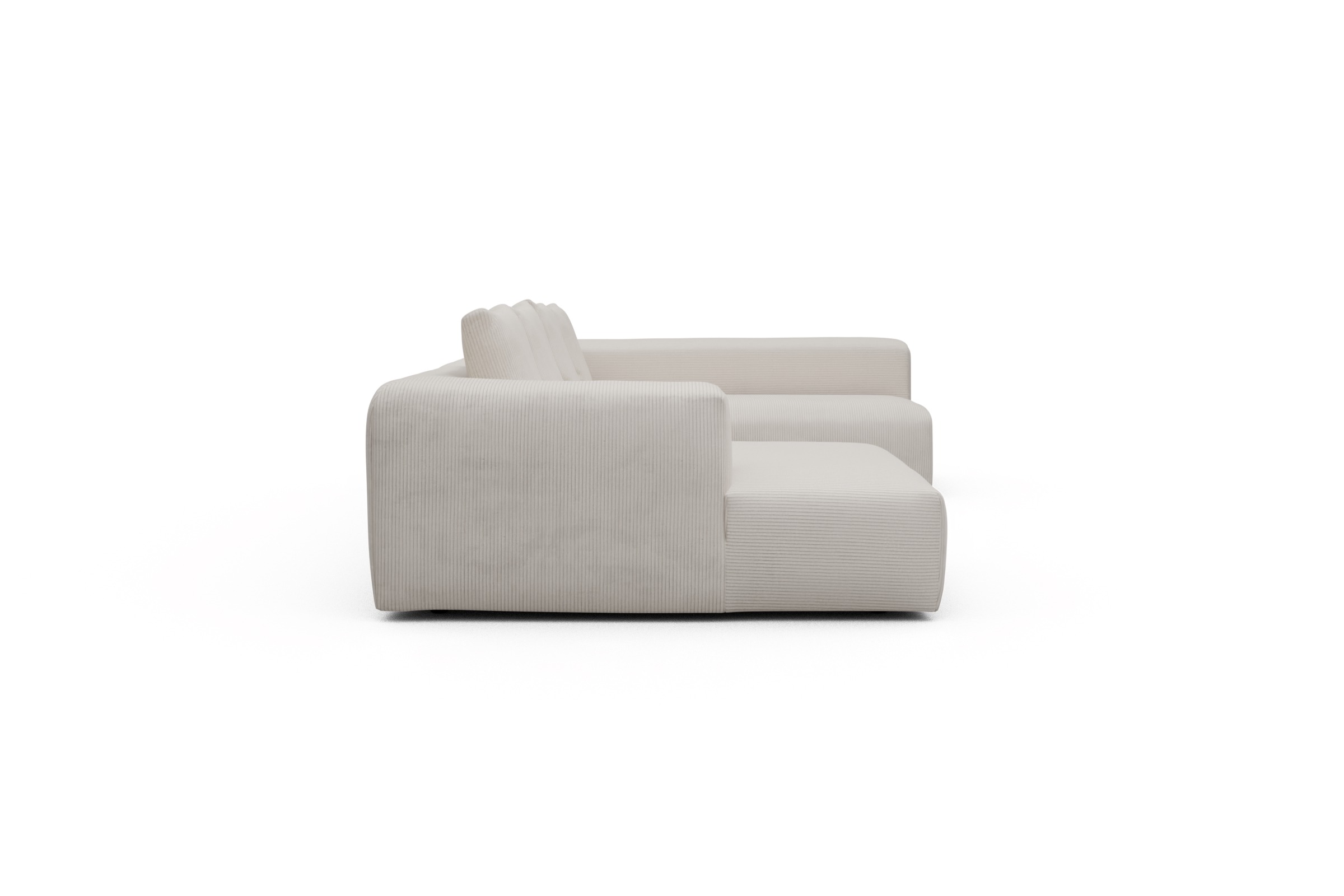 Wohnlandschaft Fred Chaiselongue links mit 2-Sitzer und lange Armlehne rechts Corduroy-Ivory