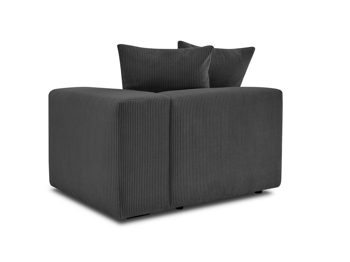 Bobochic Voltaire Sofamodul 1-Sitzer 130 × 100 cm Cordsamt Dunkelgrau Ecke rechts