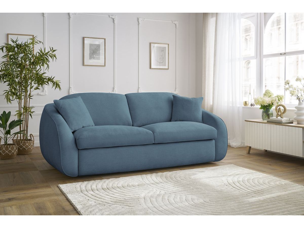 Bobochic Cezanne Schlafsofa 3-Sitzer Stoff Hellblau, Liegefläche 140 × 194 cm