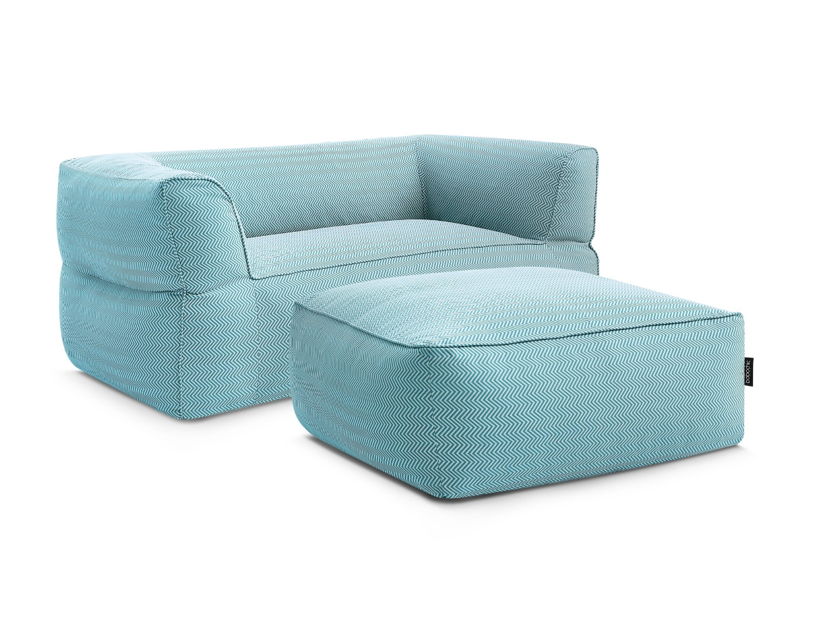 Bobochic Nour Gartensofa 3-Sitzer mit Pouf Stoff Dunkelblau