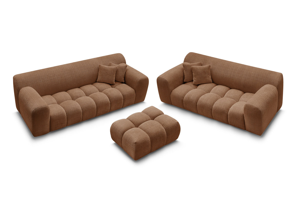 Bobochic Melisse Sofa 5-Sitzer mit Pouf Strukturstoff Orange