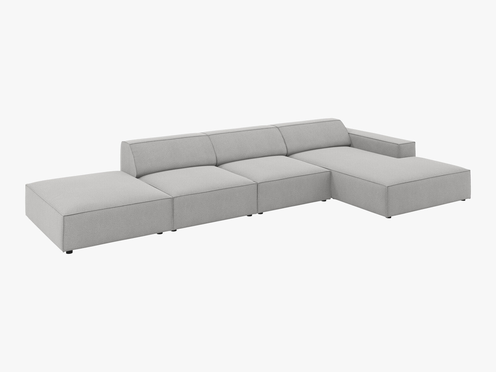 Micadoni Ecksofa Jodie 5-Sitzer Rechts Strukturierter Stoff Megan Hellgrau