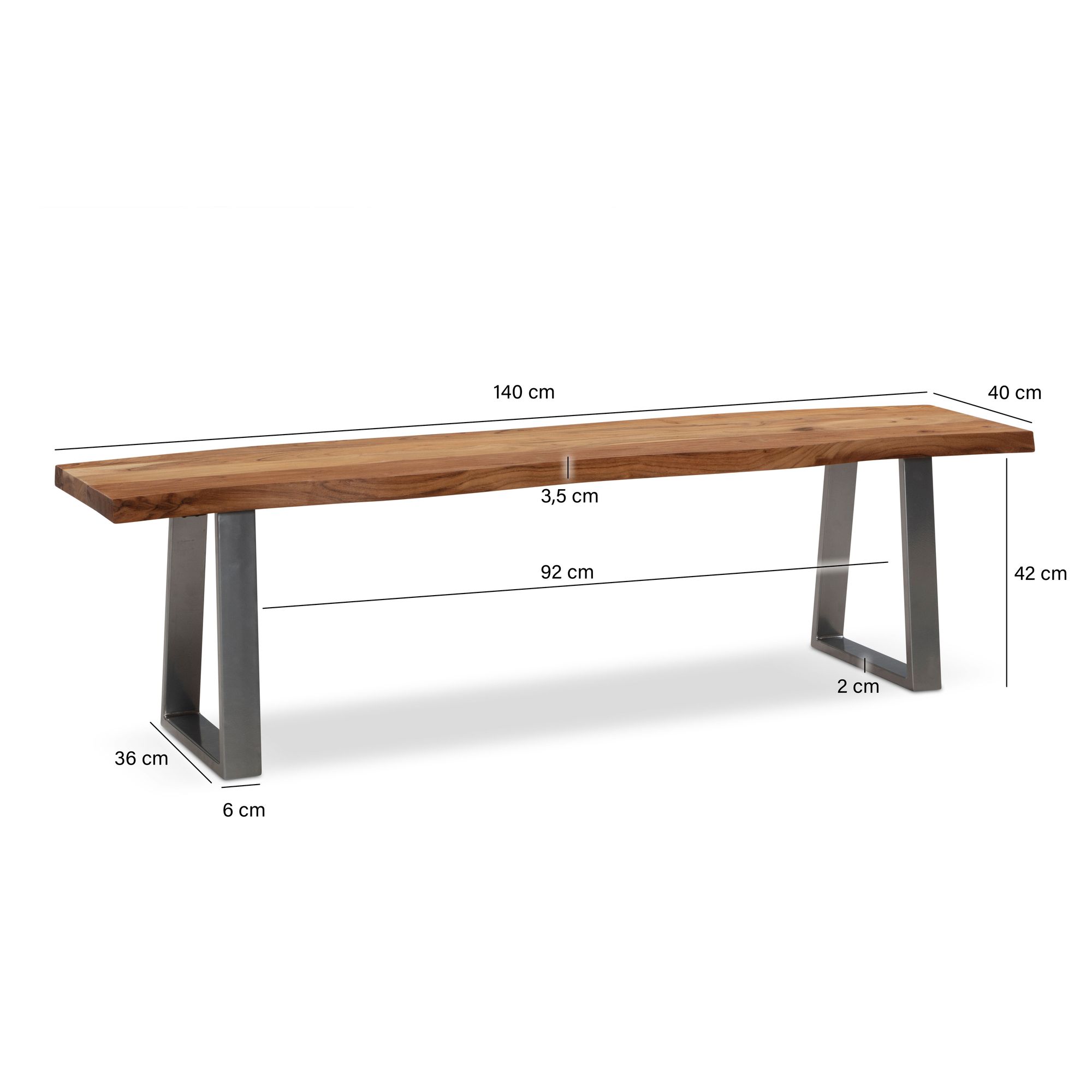 Essbank Balestrand Akazie Massivholz Breite 140 cm