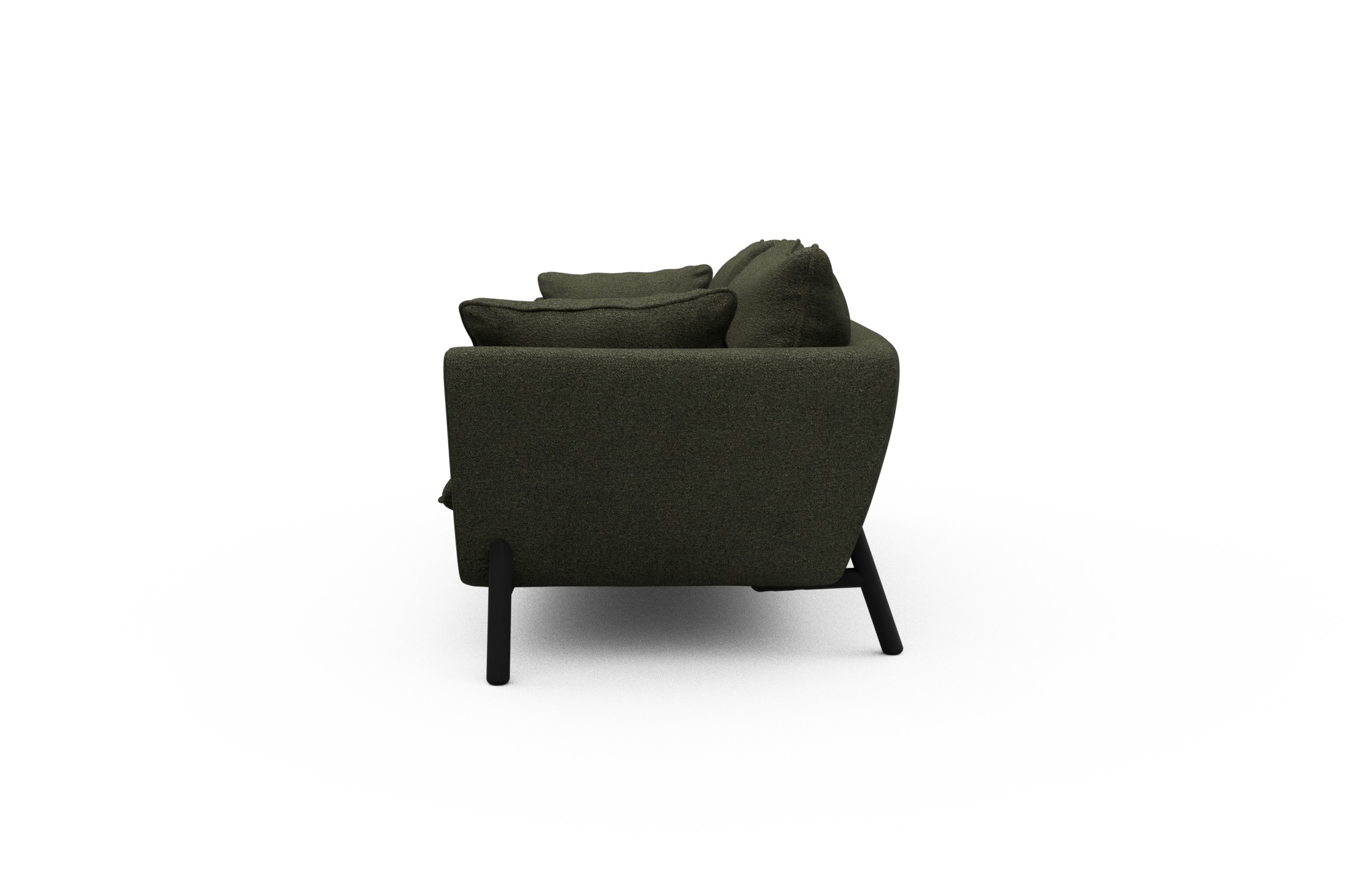 Sofa Emil PREMIUM 3-Sitzer Beinfarbe Eiche Schwarz Boucle-Forest-Green