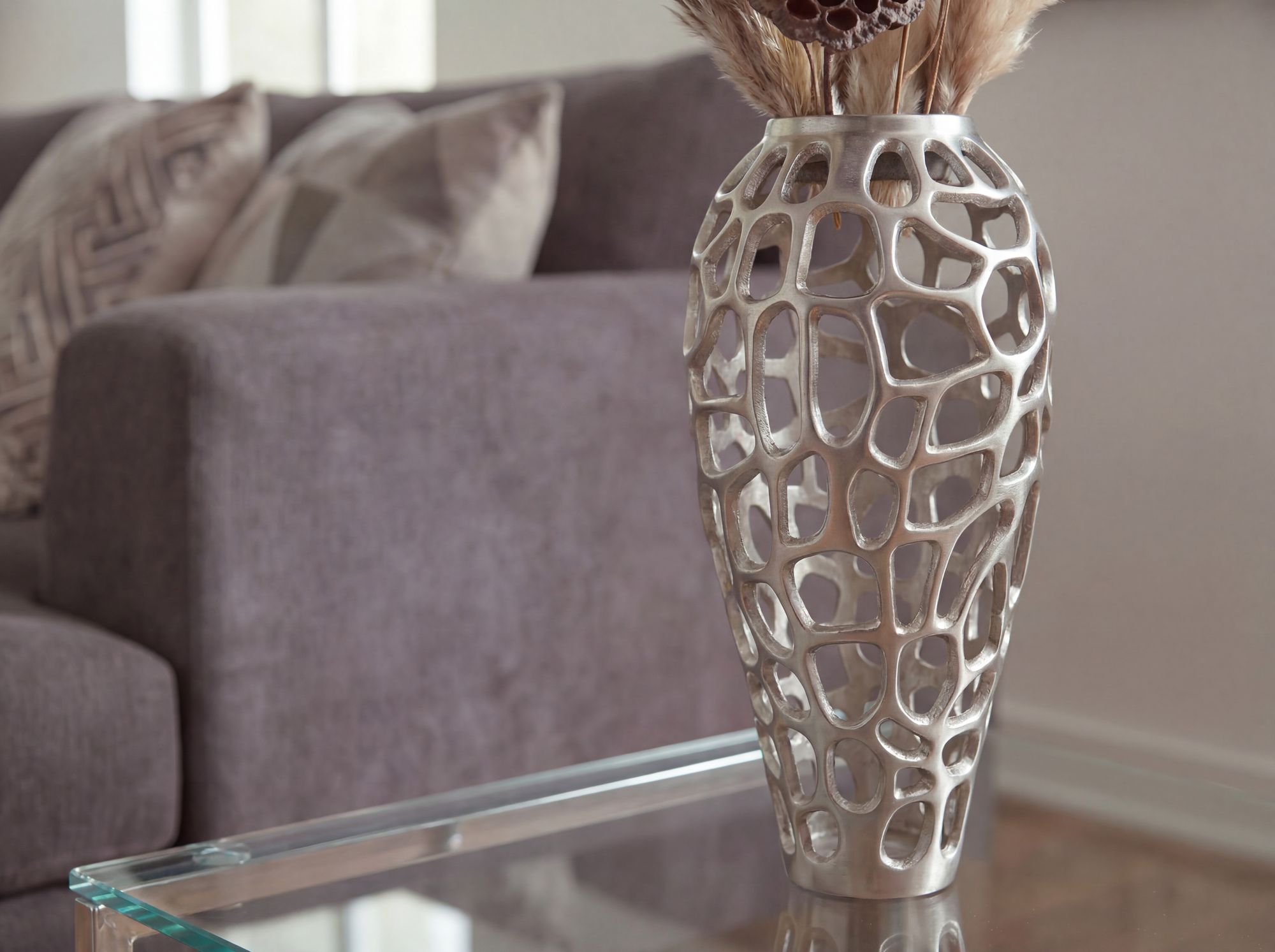 Bodenvase Arendal Aluminium Silber Ø 19 × H 45 cm