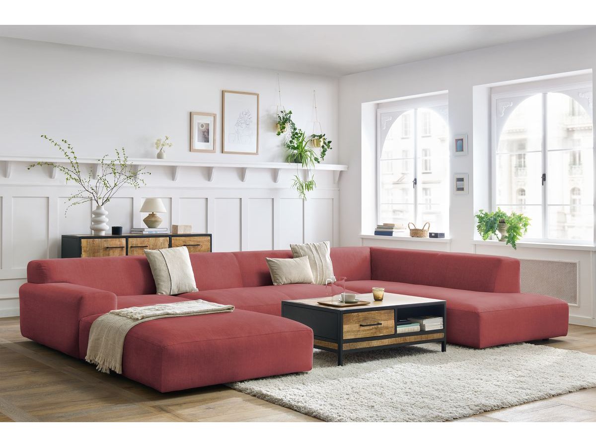 Bobochic Lavena Wohnlandschaft 399 × 220 cm Samt Orange Ecke links