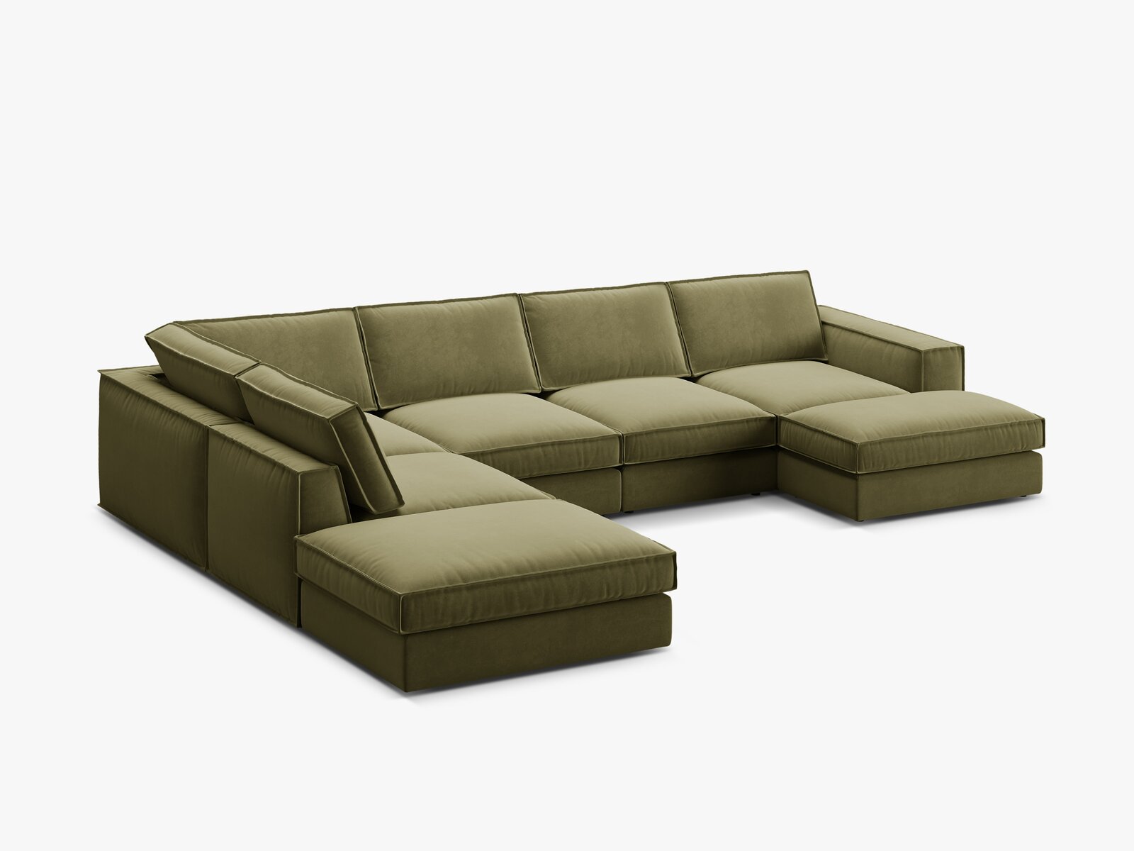 Micadoni modulares Panorama Ecksofa Pola 5-Sitzer Links Samt Salvador Grün