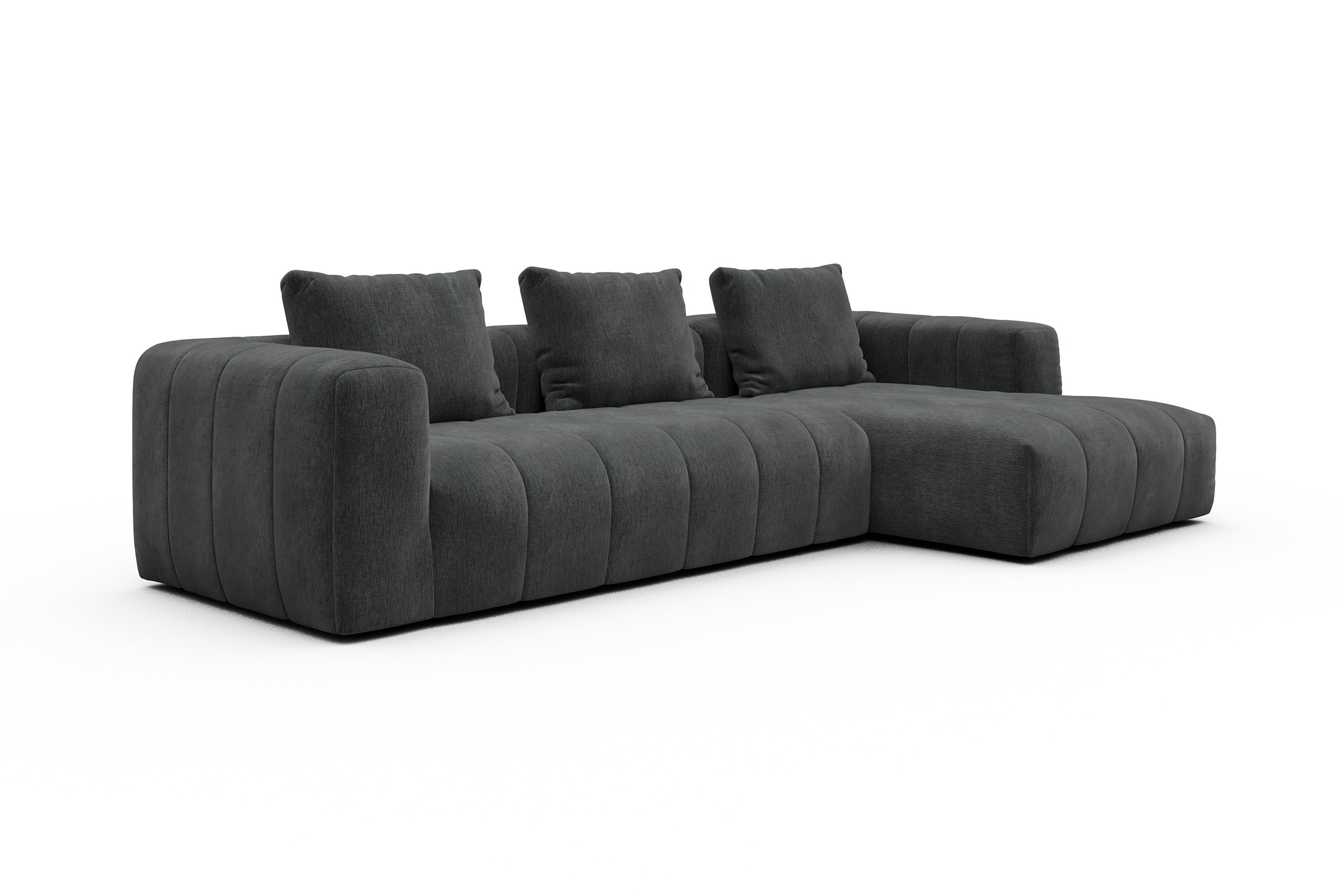 Ecksofa Hugo 2,5-Sitzer Armlehne links mit Chaiselongue Smooth-Deep-Warm-Grey