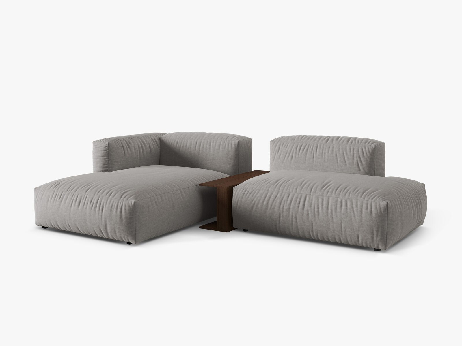 Micadoni Ecksofa Martina 2-Sitzer mit Couchtisch Links Strukturierter Stoff Hellgrau