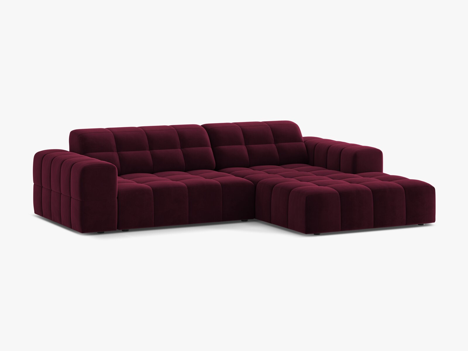 Micadoni Jennifer Ecksofa 4-Sitzer Rechts Samt Venus Burgundfarben