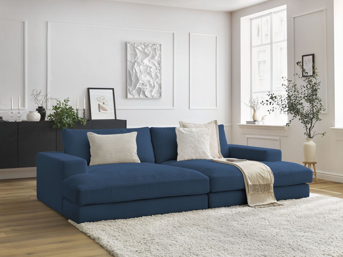 Bobochic Leonard Sofa 4-Sitzer 234 × 159 cm Cordsamt Dunkelblau