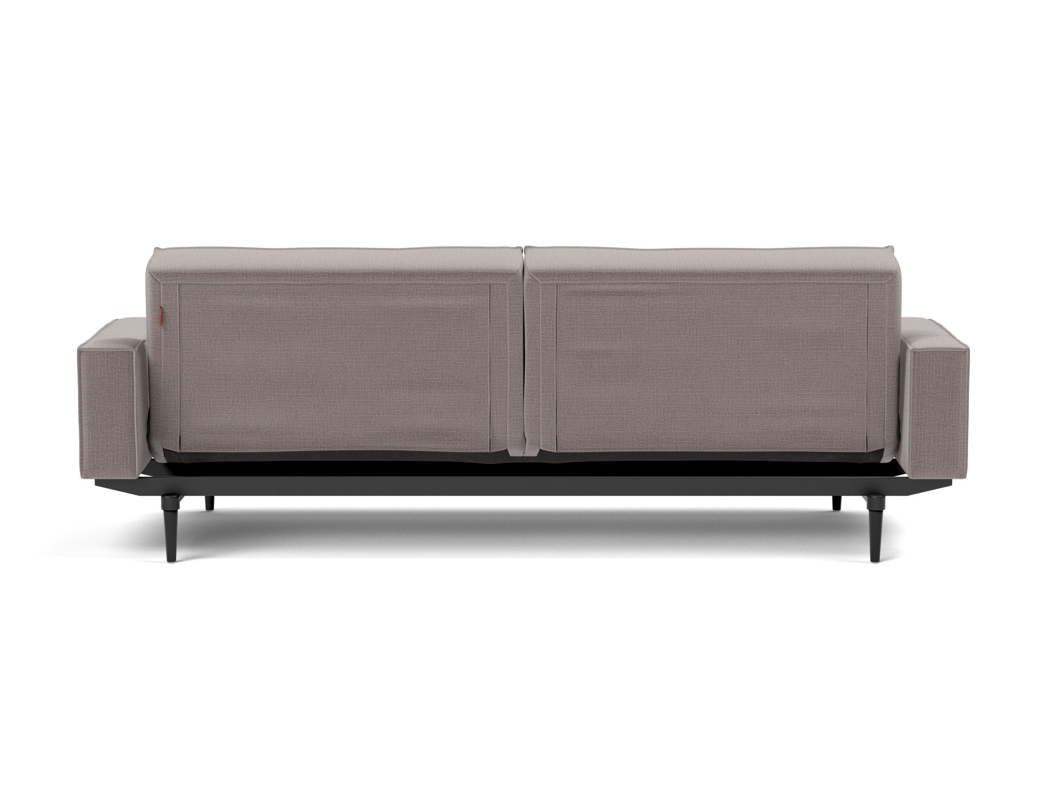 Schlafsofa Splitback mit Armlehnen Chenille Esina 418-Truffle Beine Styletto Eiche schwarz