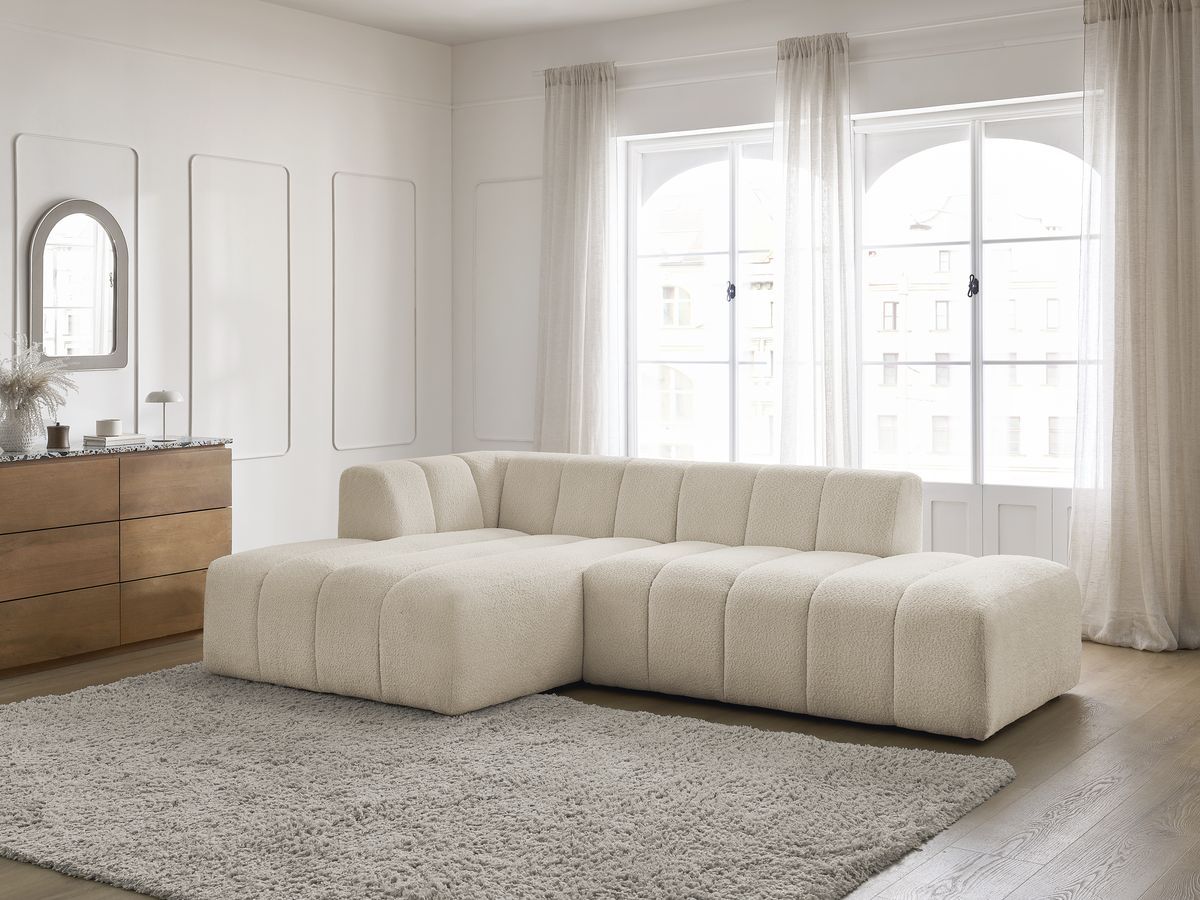 Bobochic Annecy Ecksofa Bouclé-Stoff Beige Ecke links
