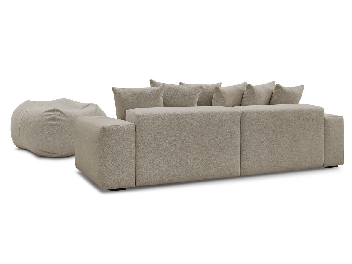 Bobochic Voltaire Sofa 5-Sitzer mit Pouf Melange-Stoff Taupe