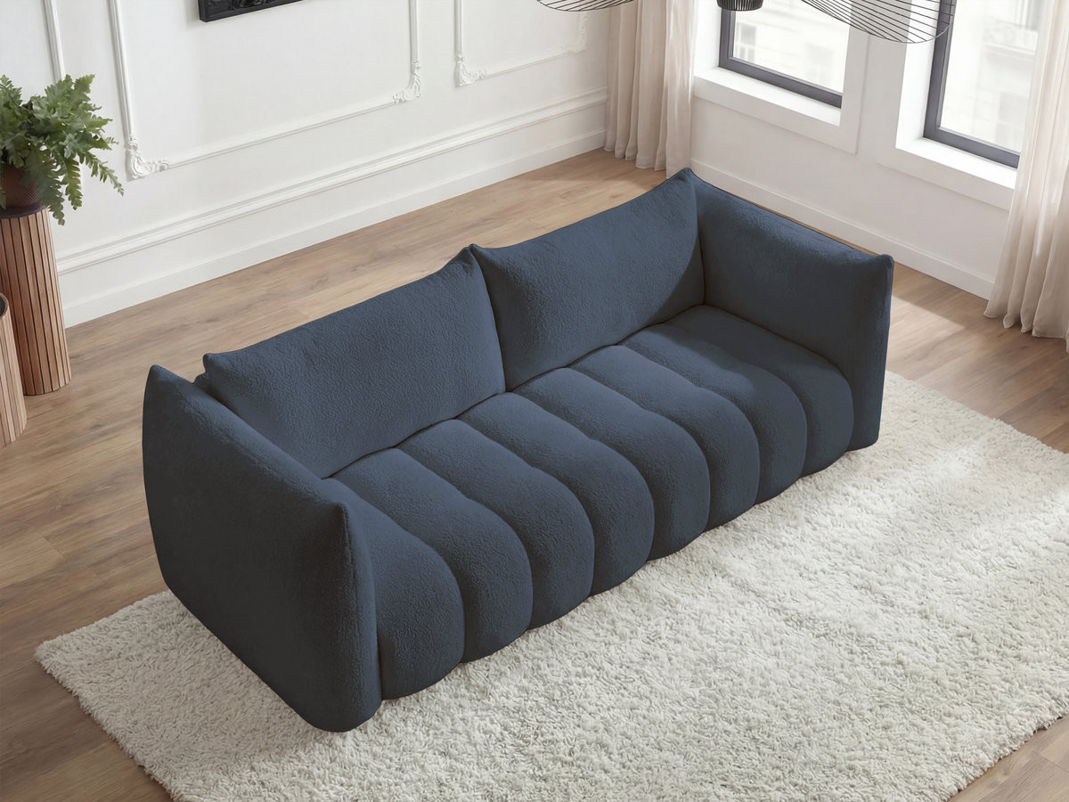 Bobochic Azra Sofa 4-Sitzer Bouclé-Stoff Dunkelblau