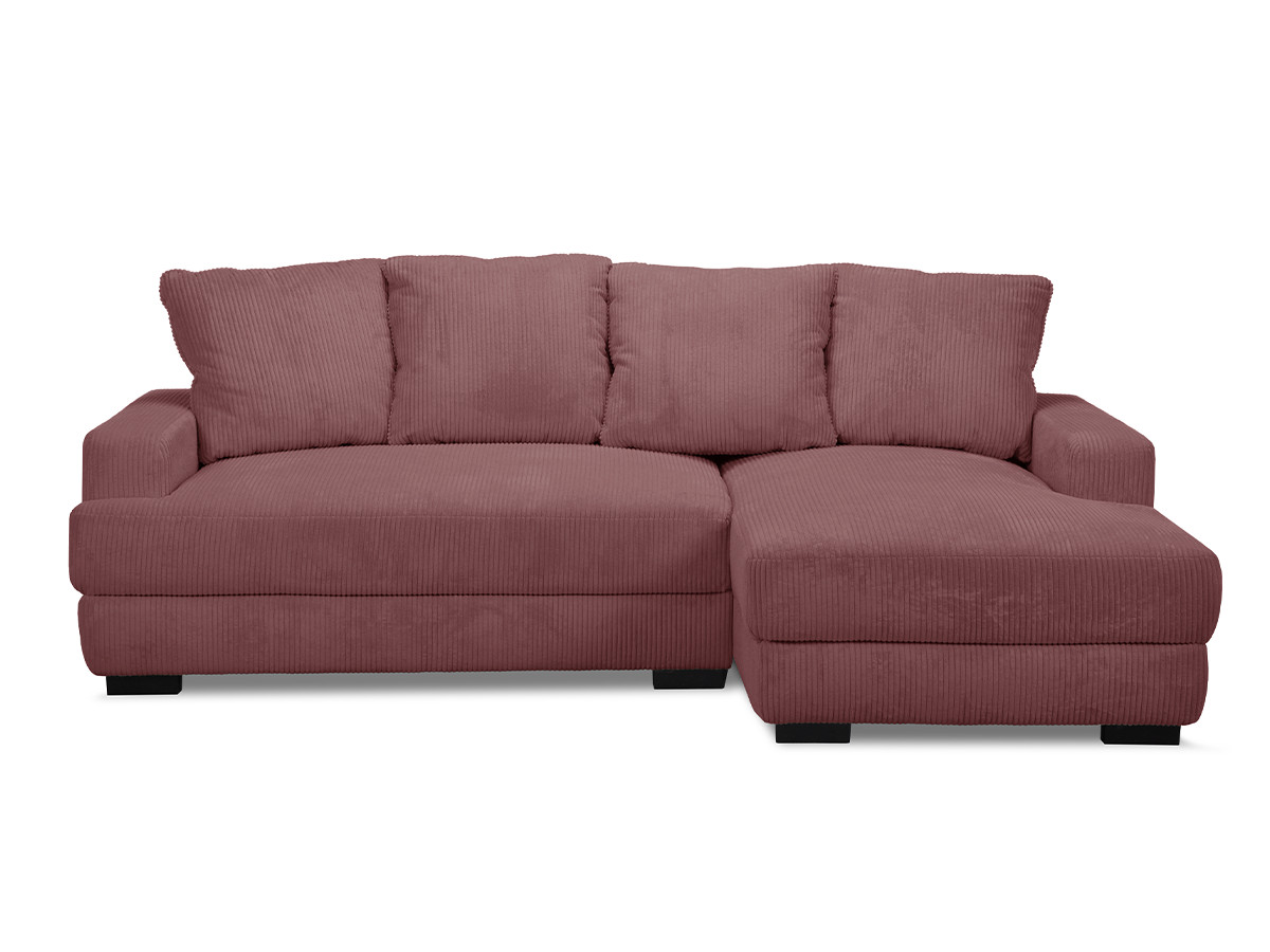 Bobochic Campi Ecksofa mit Schlaffunktion und Bettkasten Cordsamt Rosa Ecke rechts