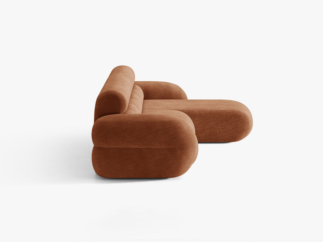 Micadoni Neo Ecksofa 4-Sitzer Rechts Chenille Golden Terrakotta