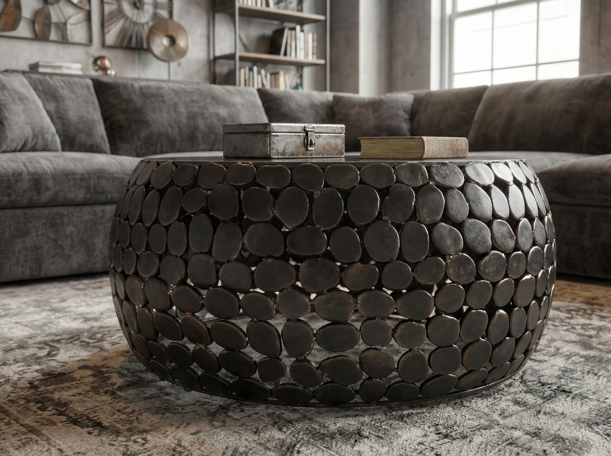 Couchtisch Nesflaten Marmor Schwarz Ø 65 cm