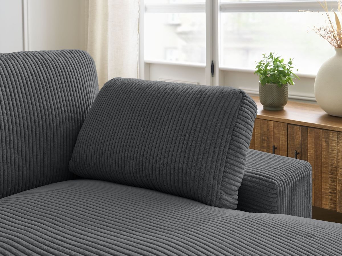 Bobochic Belair Ecksofa 280 × 139 cm Cordsamt Dunkelgrau