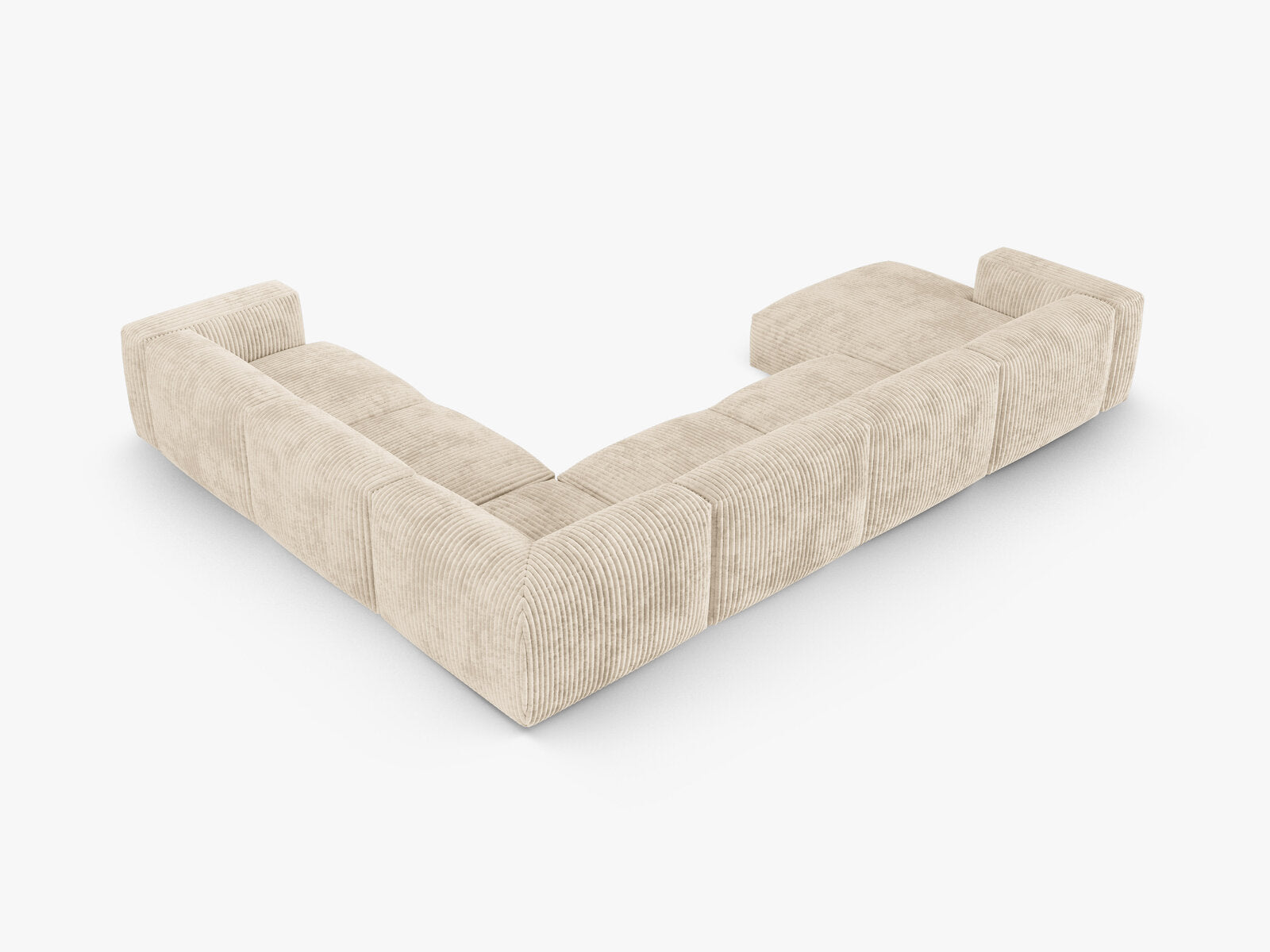 Micadoni modulares Ecksofa XL Martina 6-Sitzer 90cm Sitztiefe Rechts Kord Tilia Helles Beige