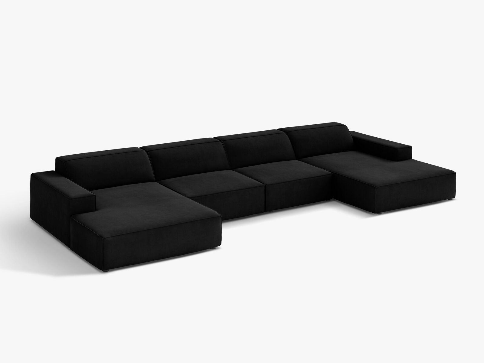 Micadoni Panorama-Sofa Jodie 6-Sitzer Samt Bluvel Schwarz