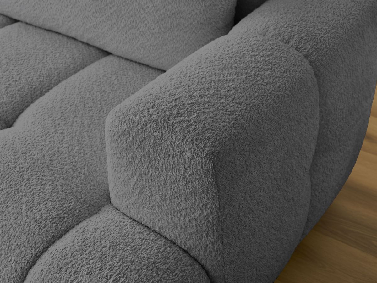 Bobochic Fuji Ecksofa mit Schlaffunktion und Bettkasten 292 × 160 cm Bouclé-Stoff Dunkelgrau Ecke links