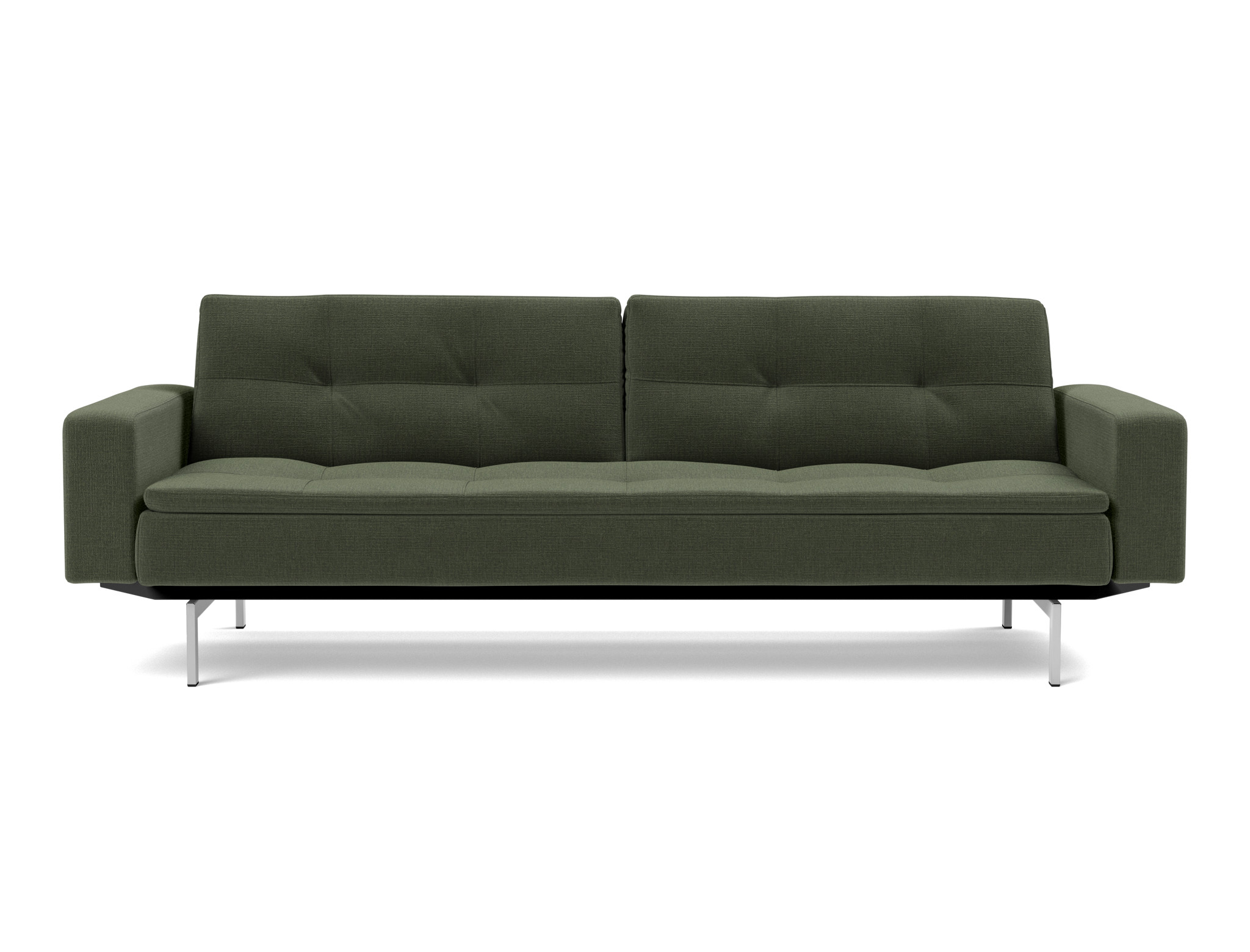 Schlafsofa Dublexo mit Armlehnen Chenille Esina 413-Olive-Green Beine Chrom