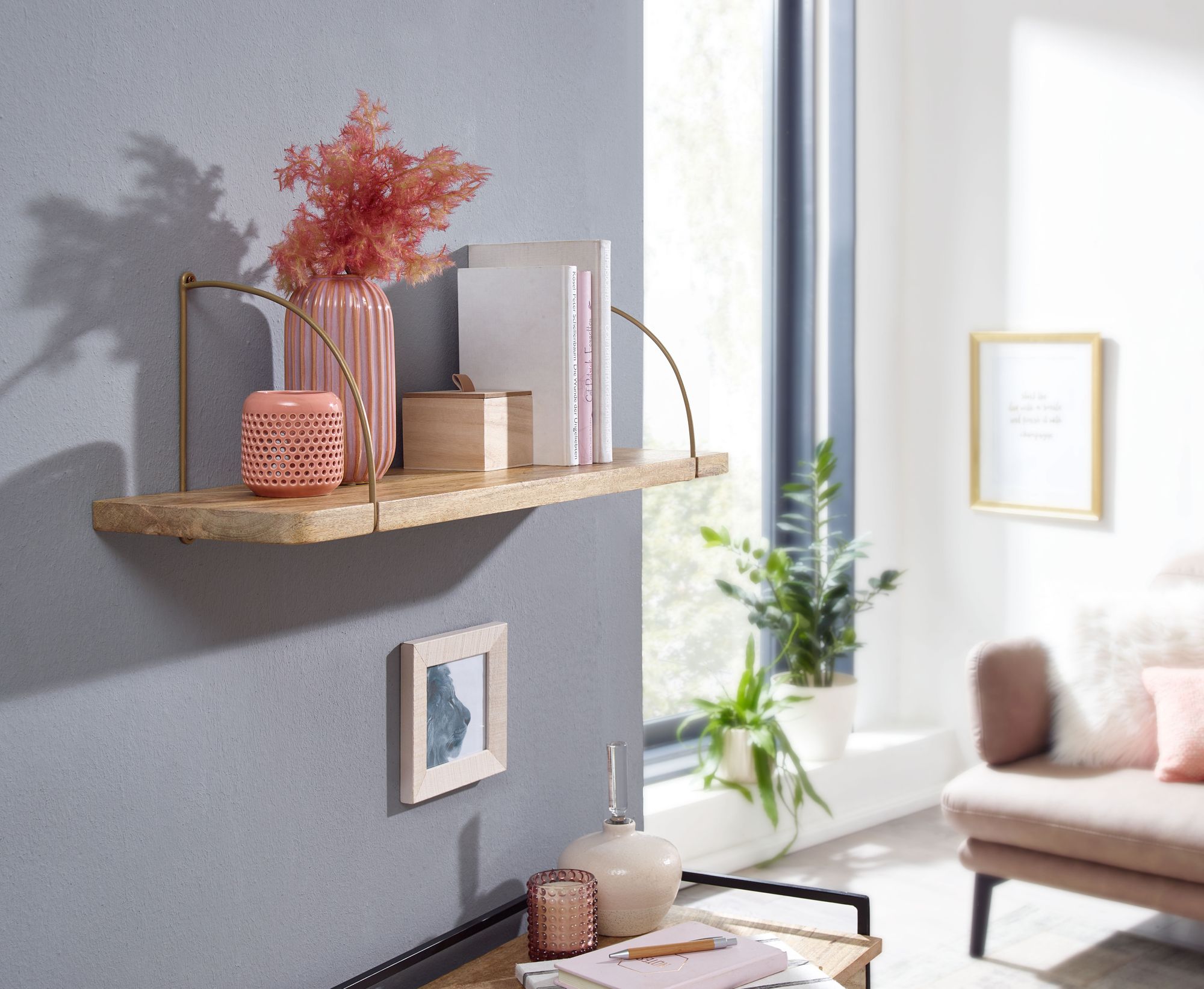 Wandregal Gjerde Mango Massivholz Breite 60 cm