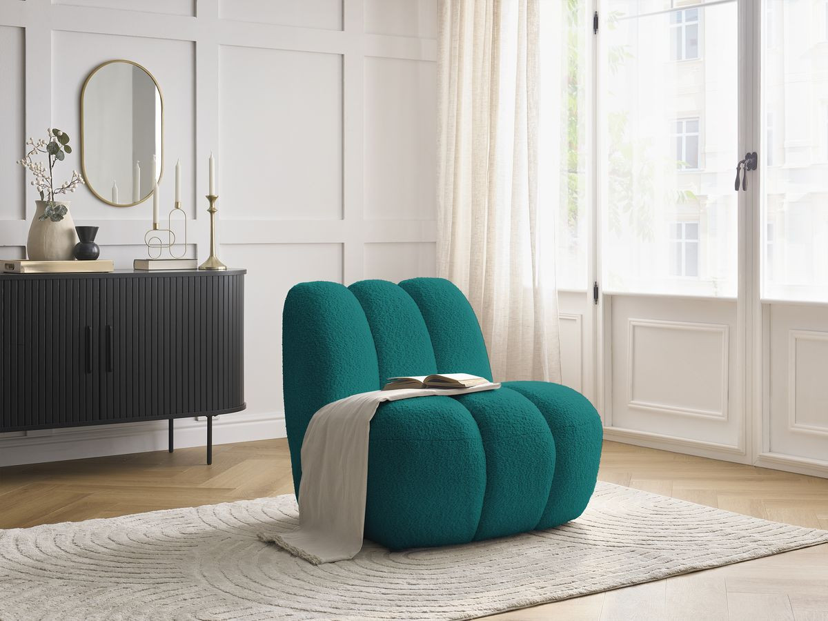 Bobochic Janissaire Sessel 81 × 90 cm Bouclé-Stoff Hellblau