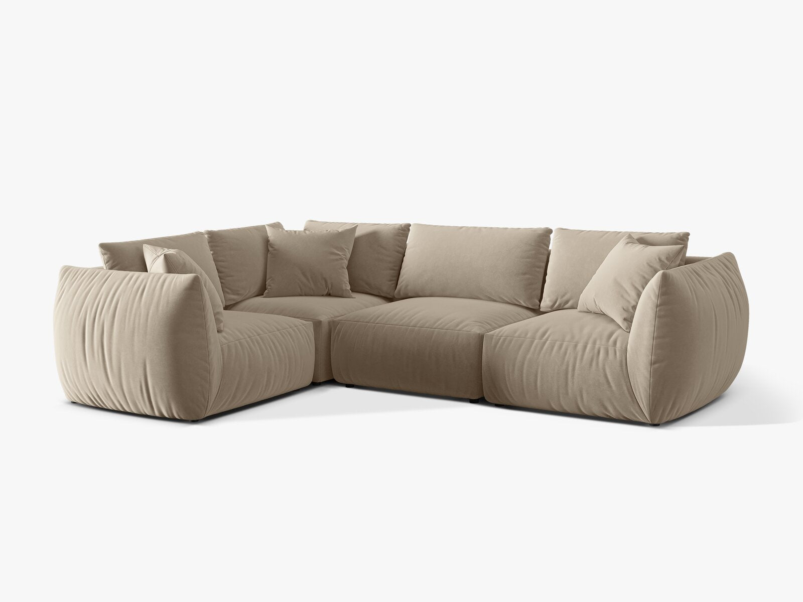 Micadoni Ecksofa Chris 4-Sitzer Links Samt Ecru