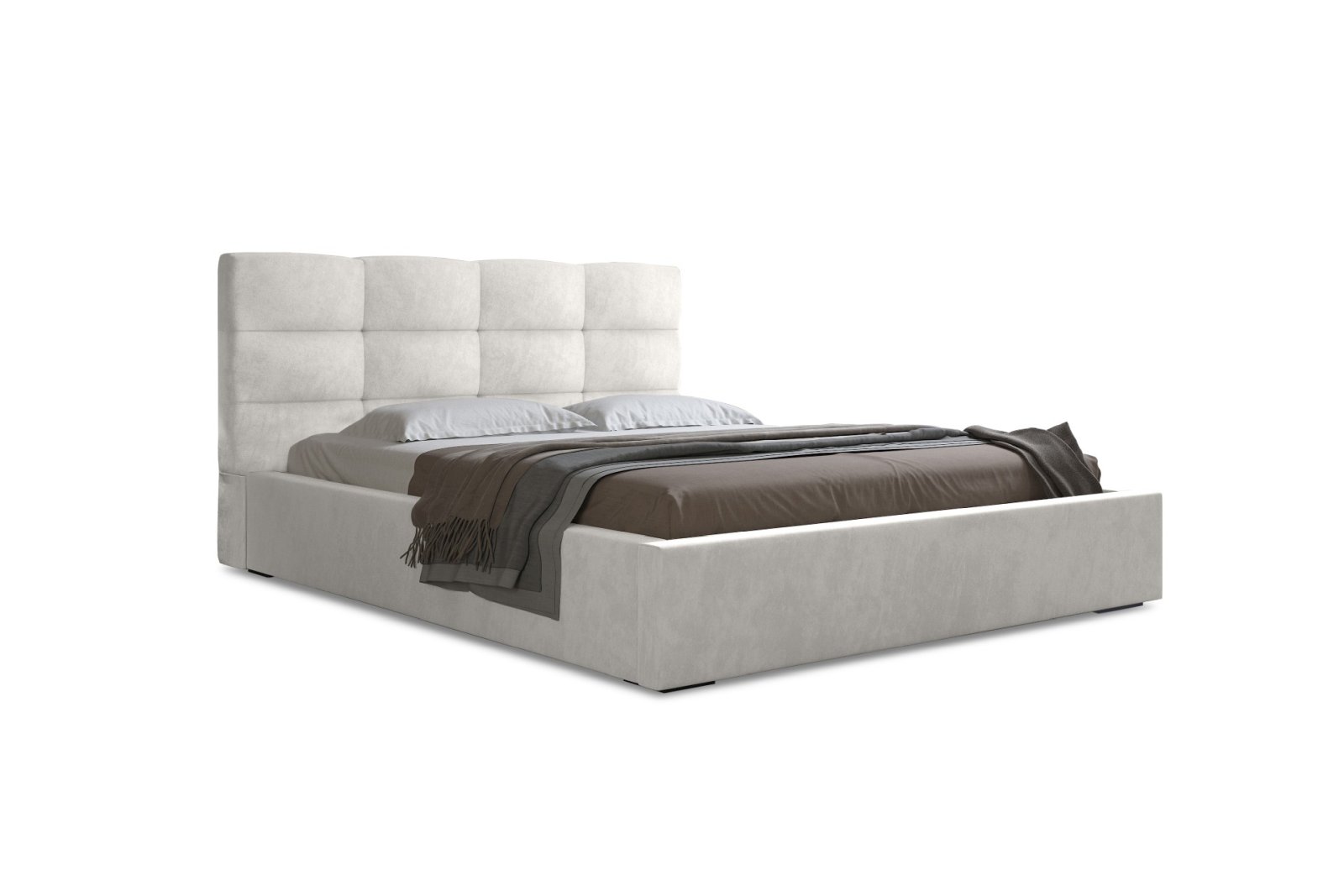 Polsterbett Navo Samtstoff 160x200 mit Holzrahmen Macau Pearl